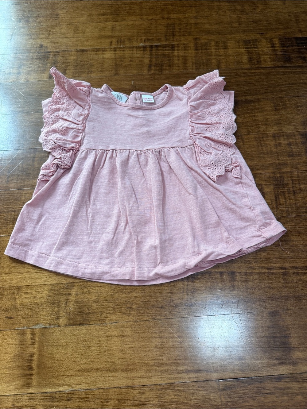 Zara Pink Ruffle Sleeve Girls' Top